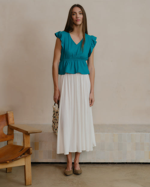 Blusa con lino cuello