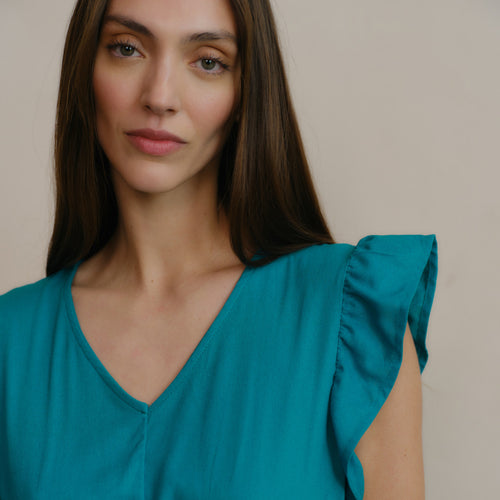 Blusa con lino cuello