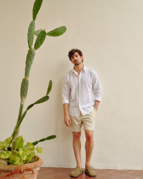 Camisa con lino Batiste Hover