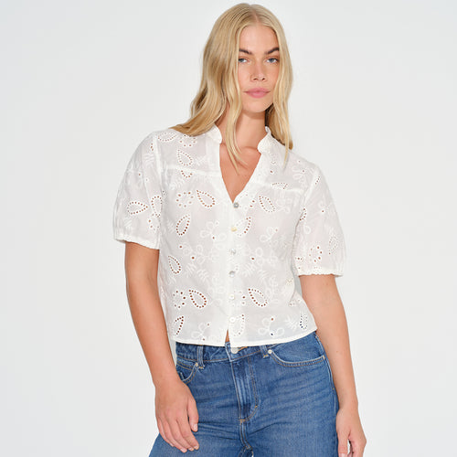 Blusa camisera tela bordada Antonieta