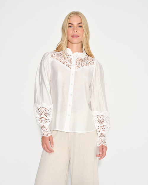 Blusa con tela bordada Manon