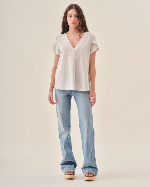 Blusa con lino mangas tulipan Turin