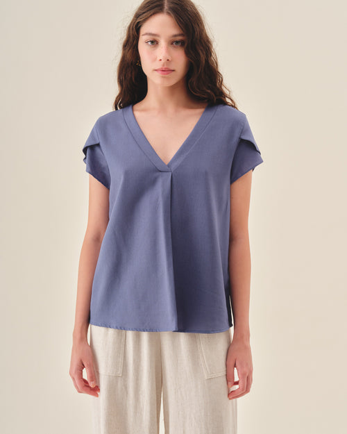 Blusa con lino mangas tulipan Turin