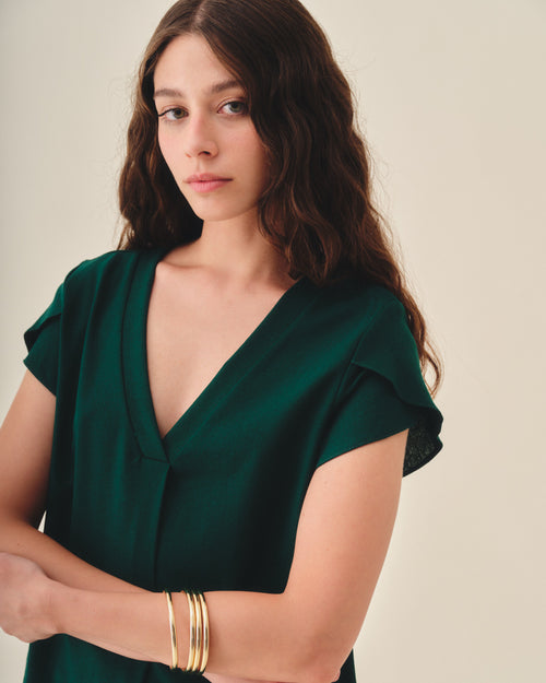 Blusa con lino mangas tulipan Turin Hover