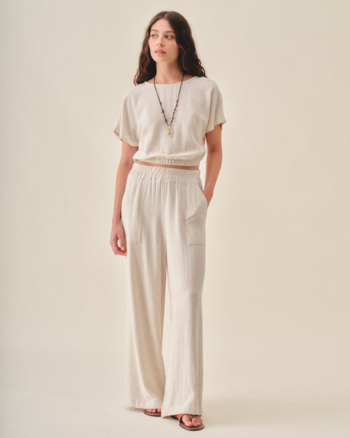 Blusa manga corta con lino Emma