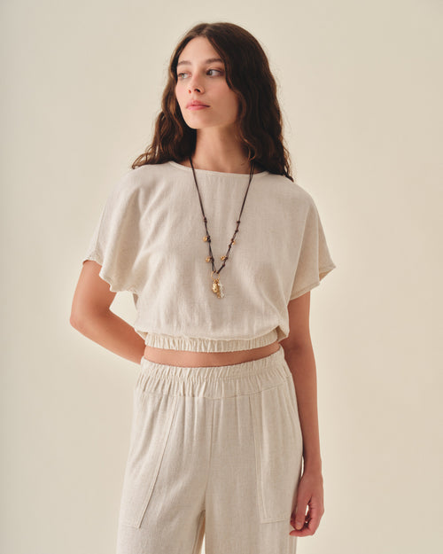 Blusa manga corta con lino Emma Hover