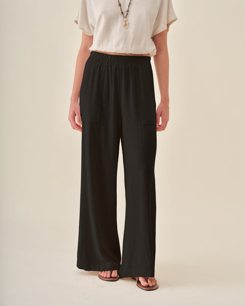 Pantalon con lino corte recto Abu dabi Hover