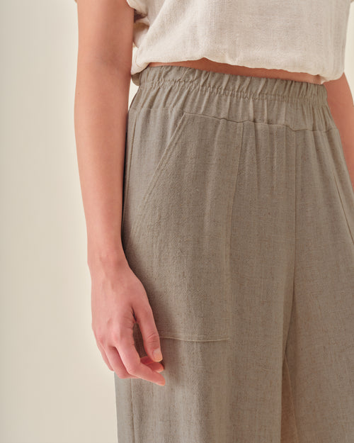 Pantalon con lino corte recto Abu dabi Hover