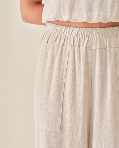 Pantalon con lino corte recto Abu dabi Hover