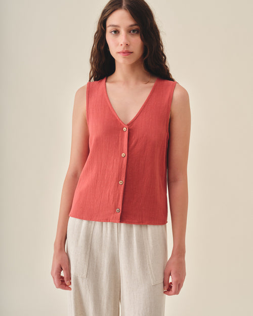 Blusa Clara sin mangas con Botones