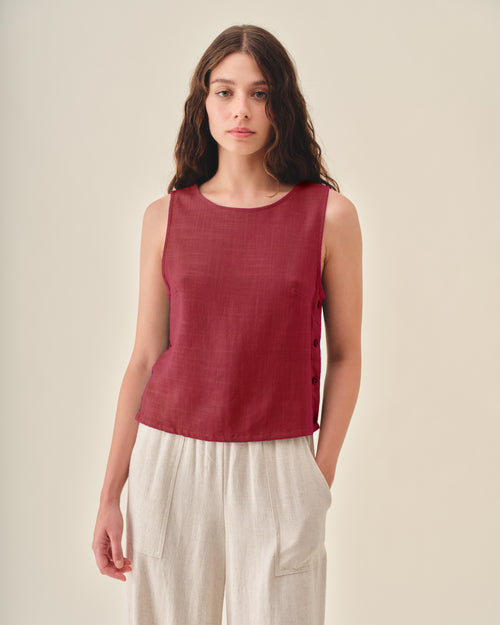 Blusa sin mangas con lino Lirio/2