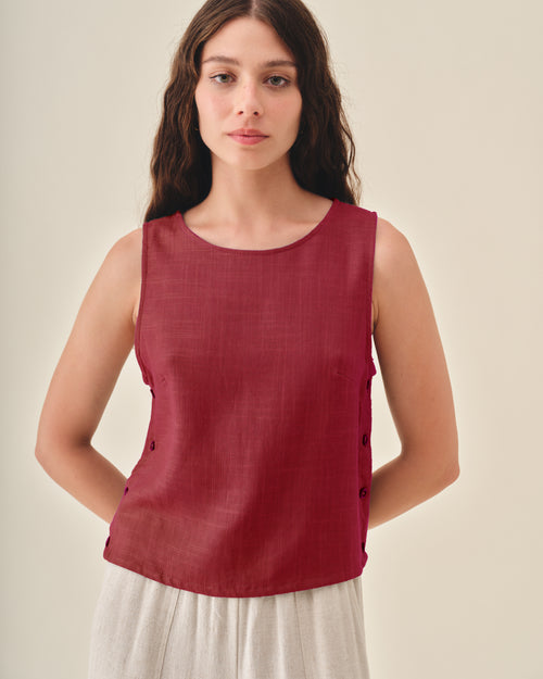 Blusa sin mangas con lino Lirio/2 Hover