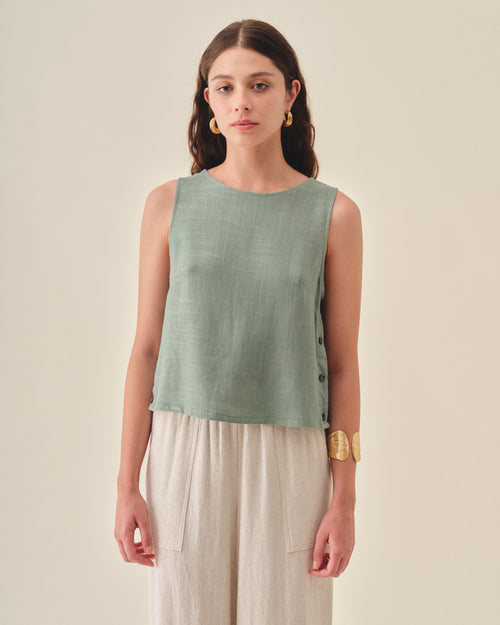 Blusa sin mangas con lino Lirio/2 Hover