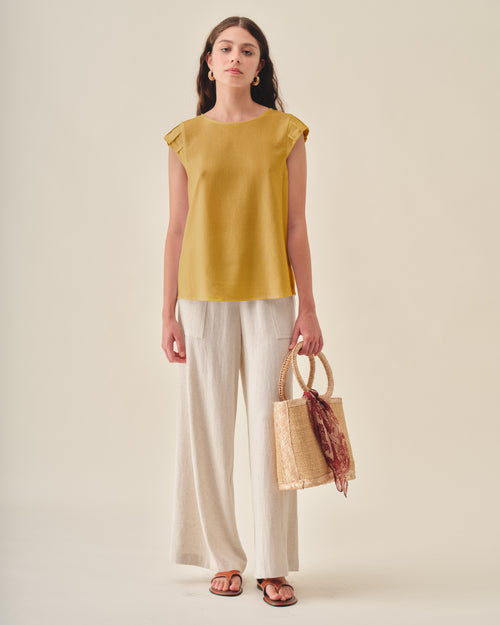 Blusa Cuello Redondo Con Lino Zully