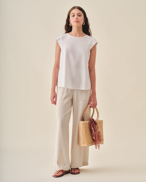 Blusa Cuello Redondo Con Lino Zully