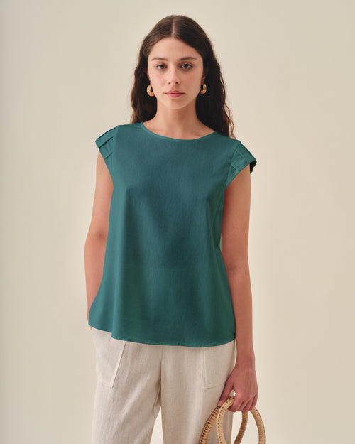 Blusa Cuello Redondo Con Lino Zully Hover