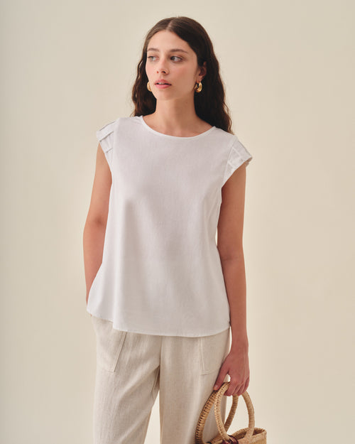 Blusa Cuello Redondo Con Lino Zully Hover