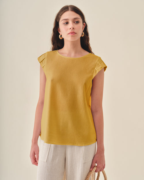 Blusa Cuello Redondo Con Lino Zully Hover