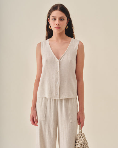 Blusa Clara sin mangas con Botones