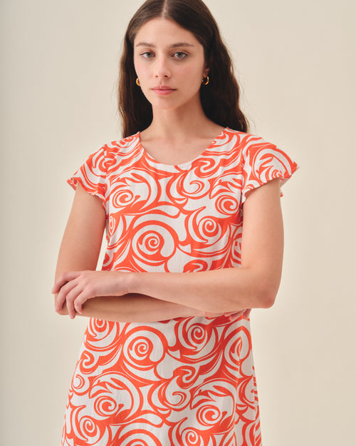 Vestido con lino estampado Shanik Hover