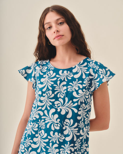 Vestido con lino estampado Shanik Hover