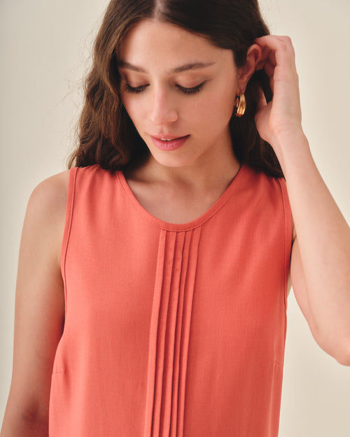 Vestido corto con alforzas Daysi Hover