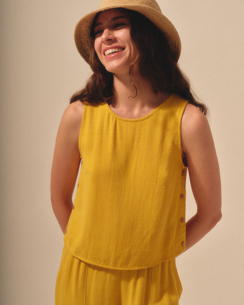 Blusa sin mangas con lino Lirio/2 Hover