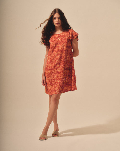 Vestido con lino estampado Shelby/Re