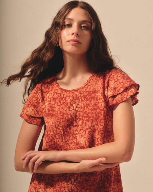 Vestido con lino estampado Shelby/Re Hover