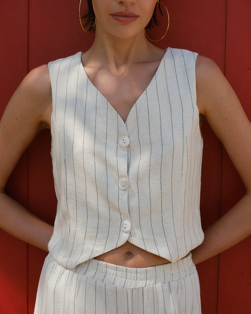 Chaleco corto con lino Elaine/R Hover