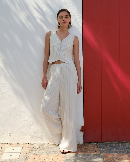 Chaleco corto con lino Elaine/R