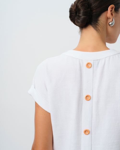 Blusa con lino con dos bolsas Alonsa Hover