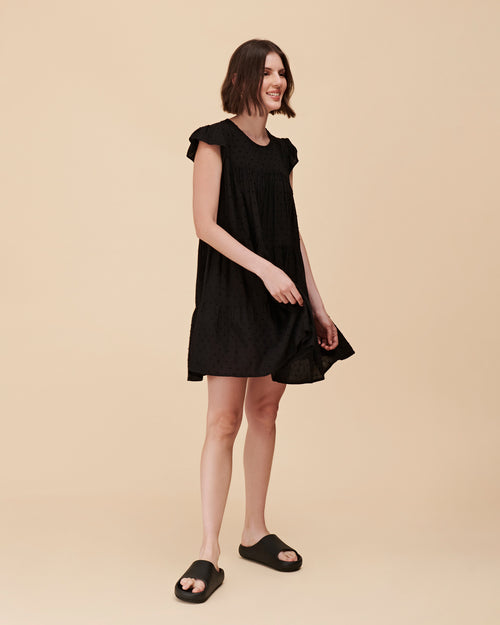 Vestido corto fluido unitalla Romina Hover