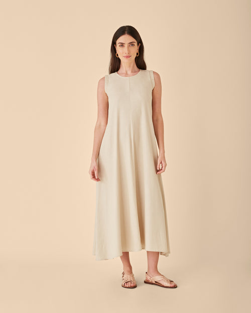 Maxi vestido fluido con lino Danelly