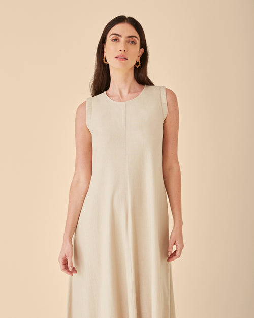 Maxi vestido fluido con lino Danelly Hover