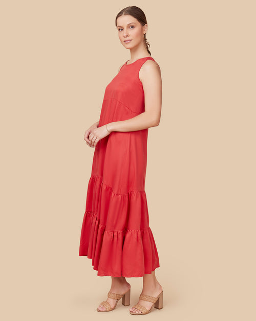 Maxi vestido fluido con lino Sunnen L