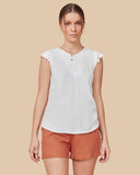 Blusa con 3 botones en cuello Girasol/L