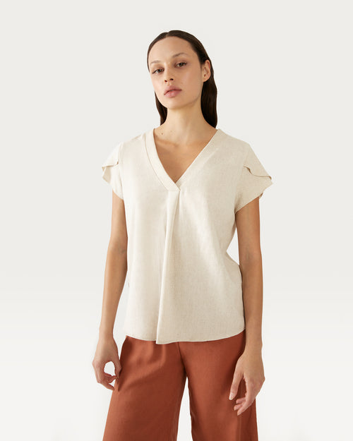 Blusa con lino mangas tulipan Turin