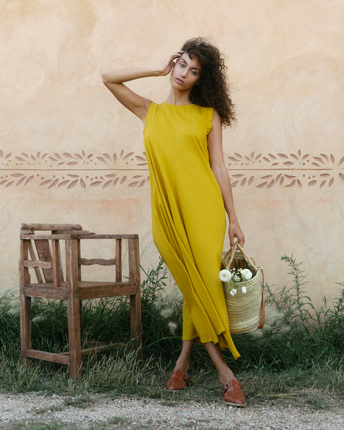 Maxi vestido fluido con lino Danelly