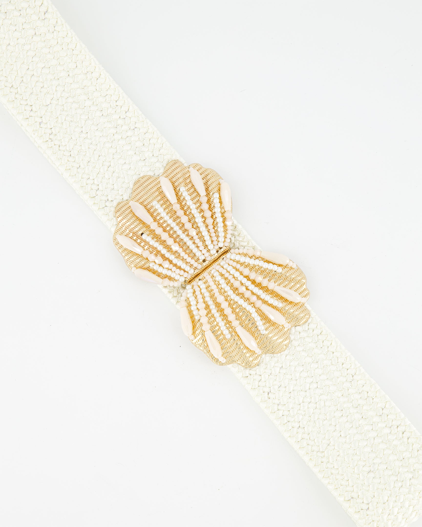 Cinturón elastizado hebilla de concha con perlas