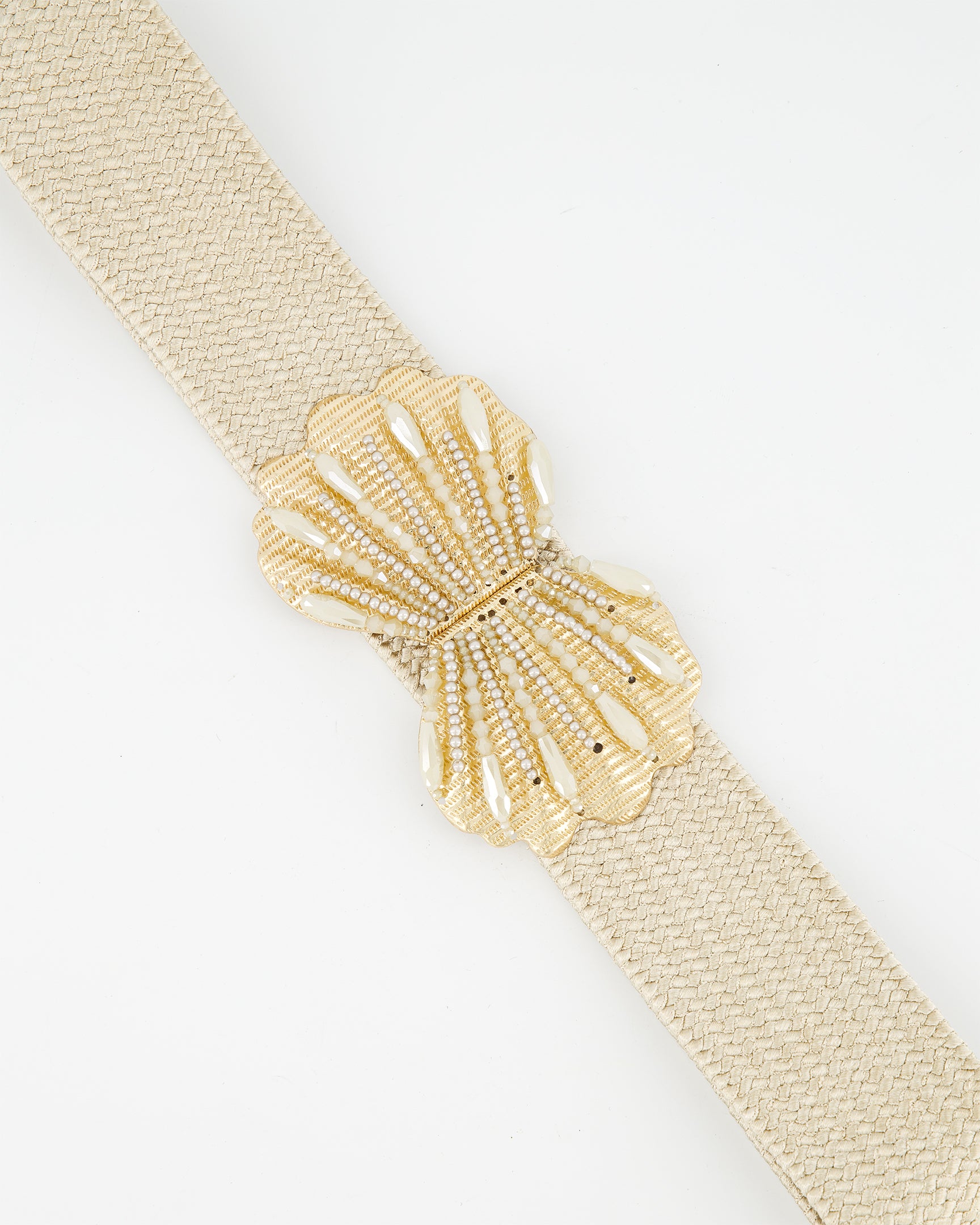 Cinturón elastizado hebilla de concha con perlas