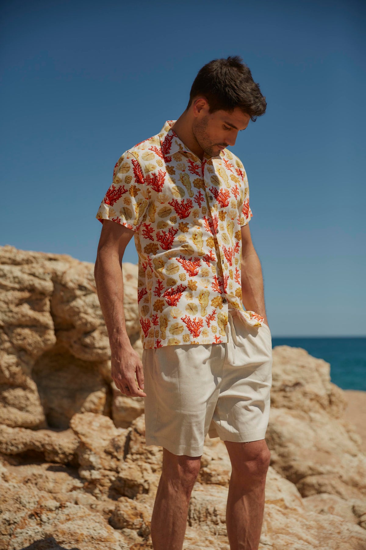 Camisa con lino estampado Sparrow M