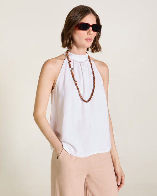 Blusa halter con lino Salome Hover