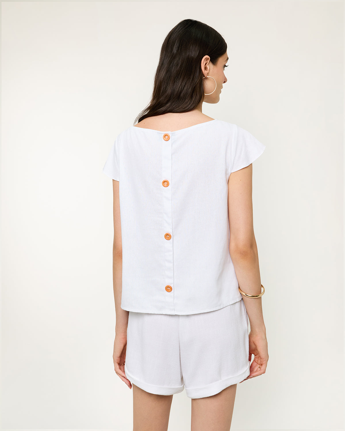 Blusa con lino manga hoja Alina L