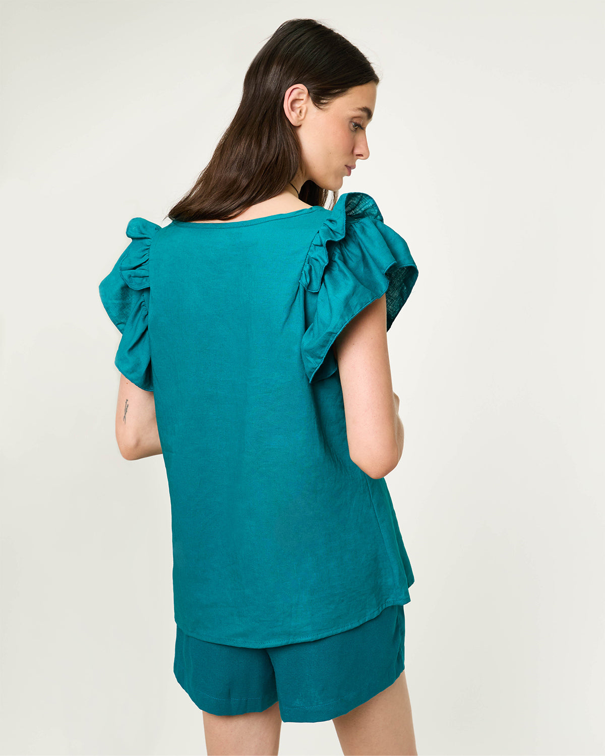 Blusa con lino cuello V Florentina