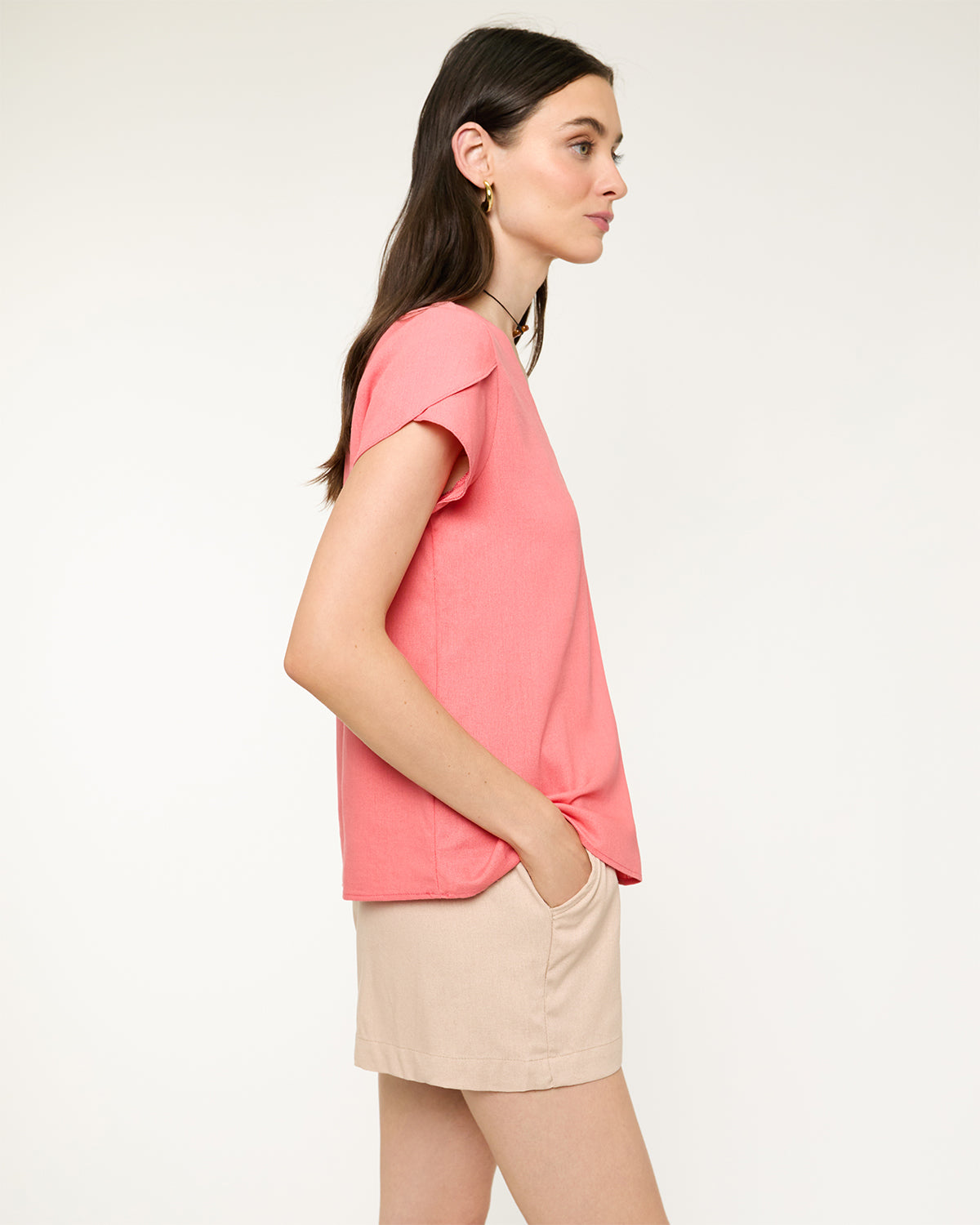 Blusa con lino mangas tulipan Turin