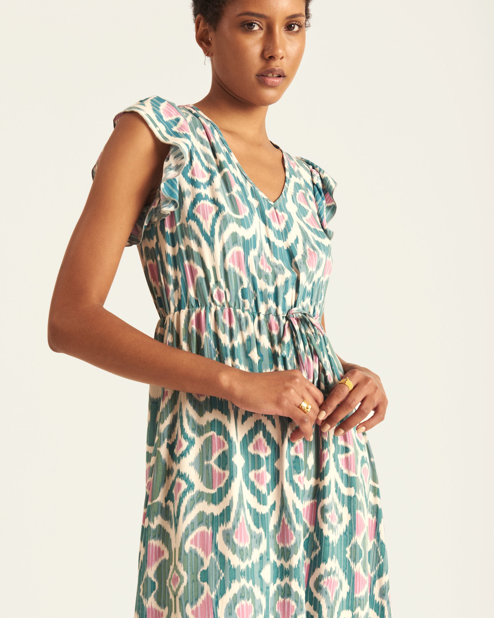 Maxi vestido manga volante Elizabeta