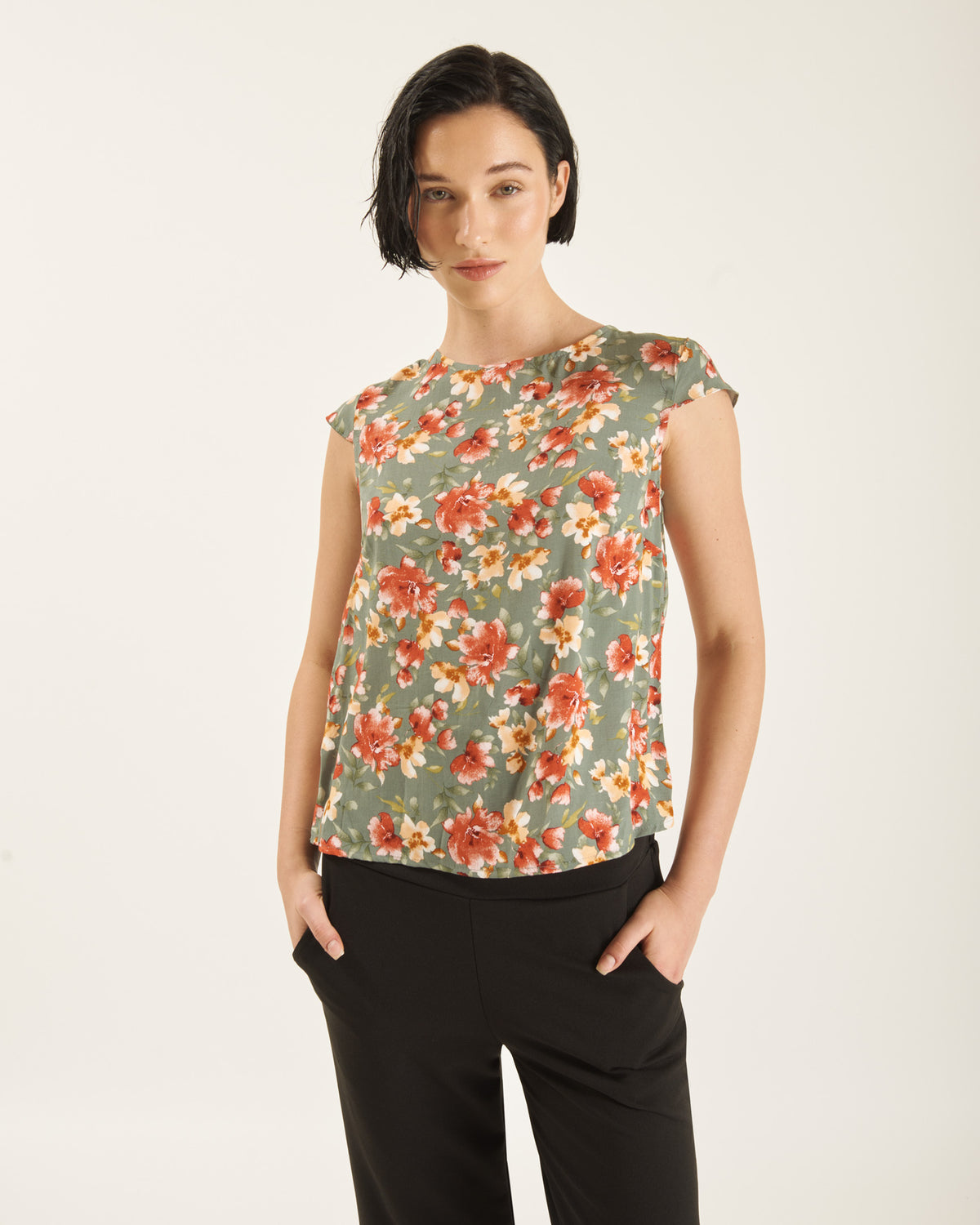 Blusa estampada manga hoja LUCIA