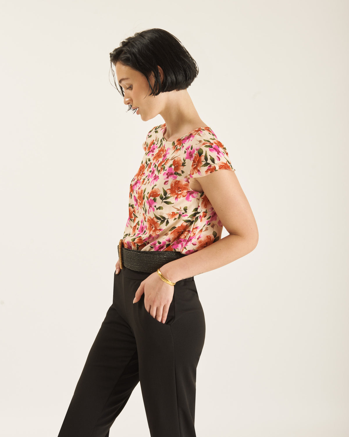 Blusa estampada manga hoja LUCIA