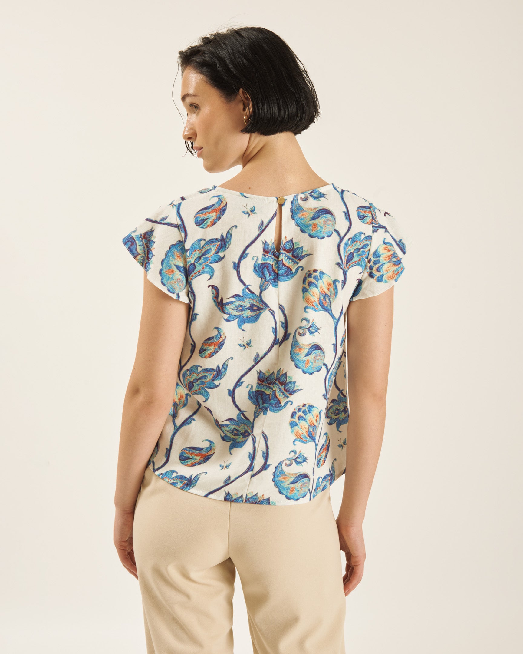 Blusas de lino discount estampado